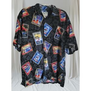 Unique Big Dogs Mens Shirt Size XL Hawaiian Postage Stamps Theme Boho Y2K